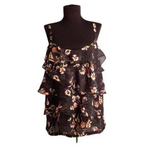 Torrid Size 2 18 20 2X Camisole Top Sheer Floral Tiered Ruffle Adjustable Straps